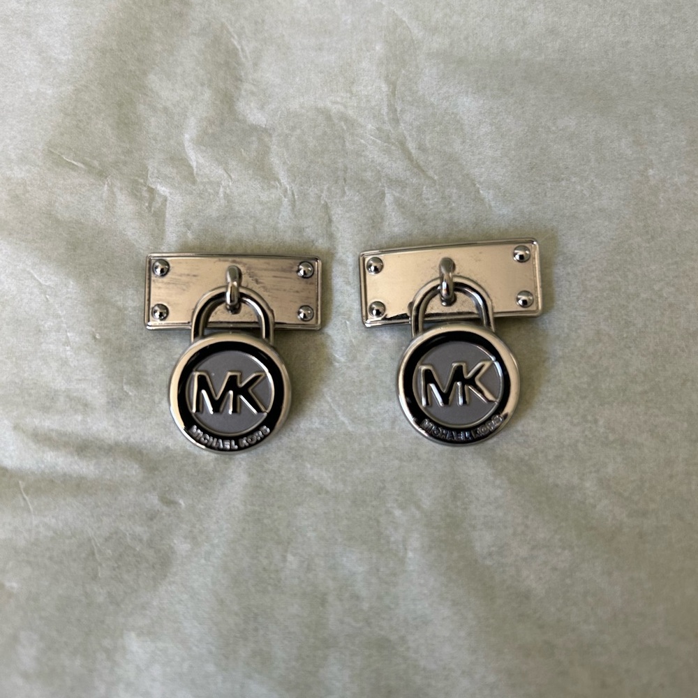 Michael Kors 2 Silver Tone Faux Mock Lock Hand bag Charm/Keychain